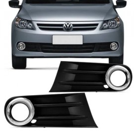 Grade Para-Choque Gol Voyage Saveiro G5 2009 a 2012 Lateral Com Furo Milha Aro Cromado